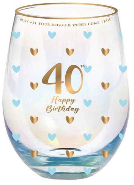 Sweet Heart Stemless Glass - 40th