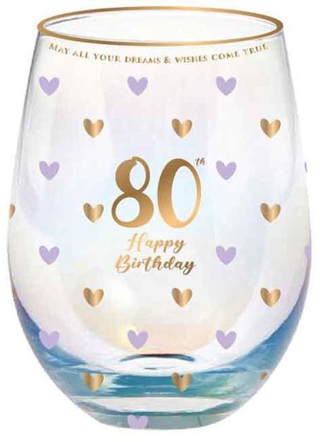 Sweet Heart Stemless Glass - 80th