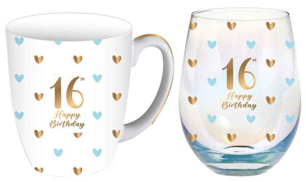 Sweet Heart Mug & Stemless Glass Set - 16th