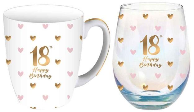 Sweet Heart Mug & Stemless Glass Set - 18th