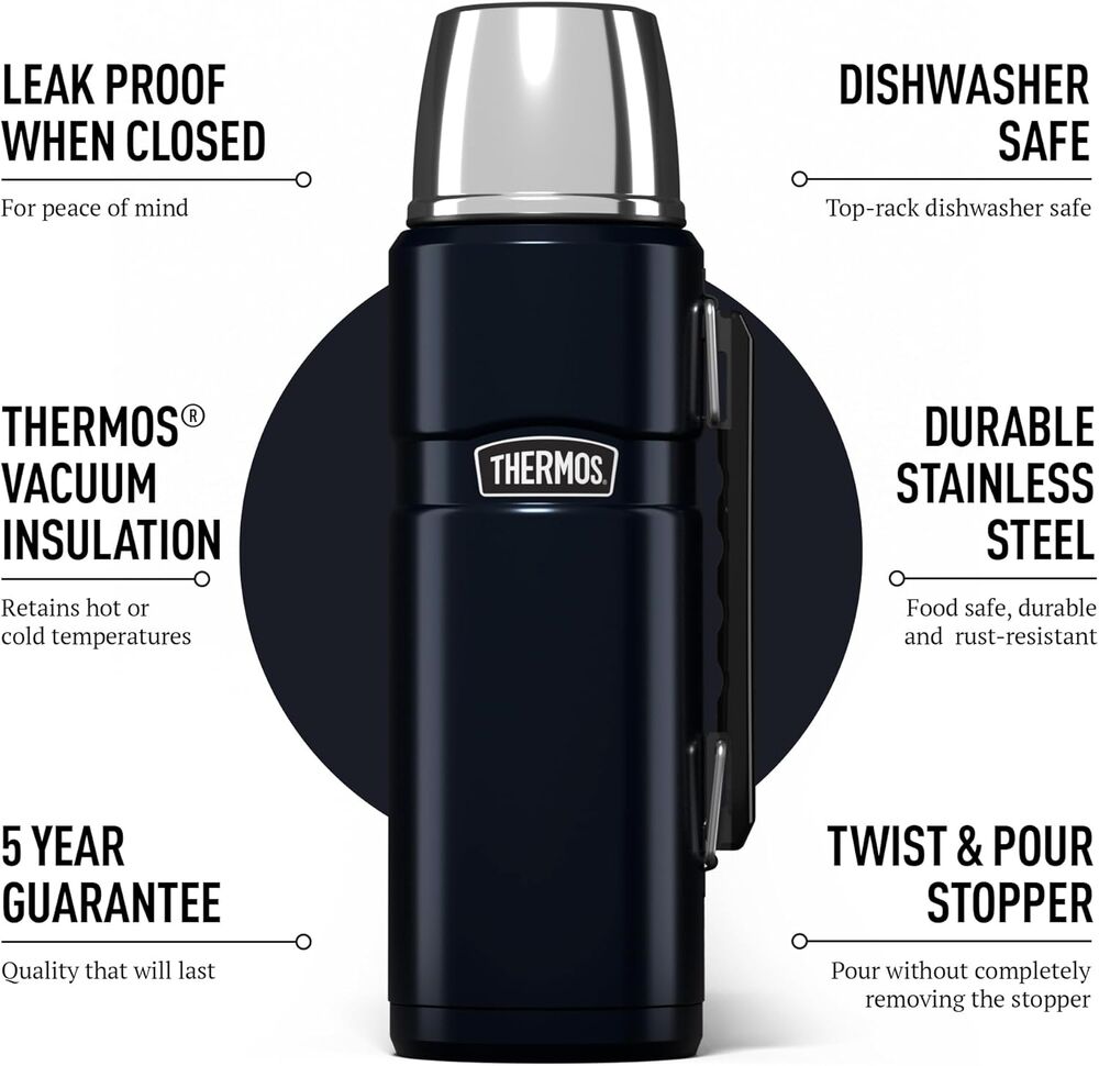 Thermos Stainless King Vacuum Flask 1.2L Midnight Blue