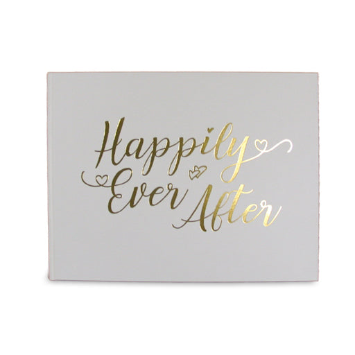 Gold & White Wedding Guest Book - Happily Ever After