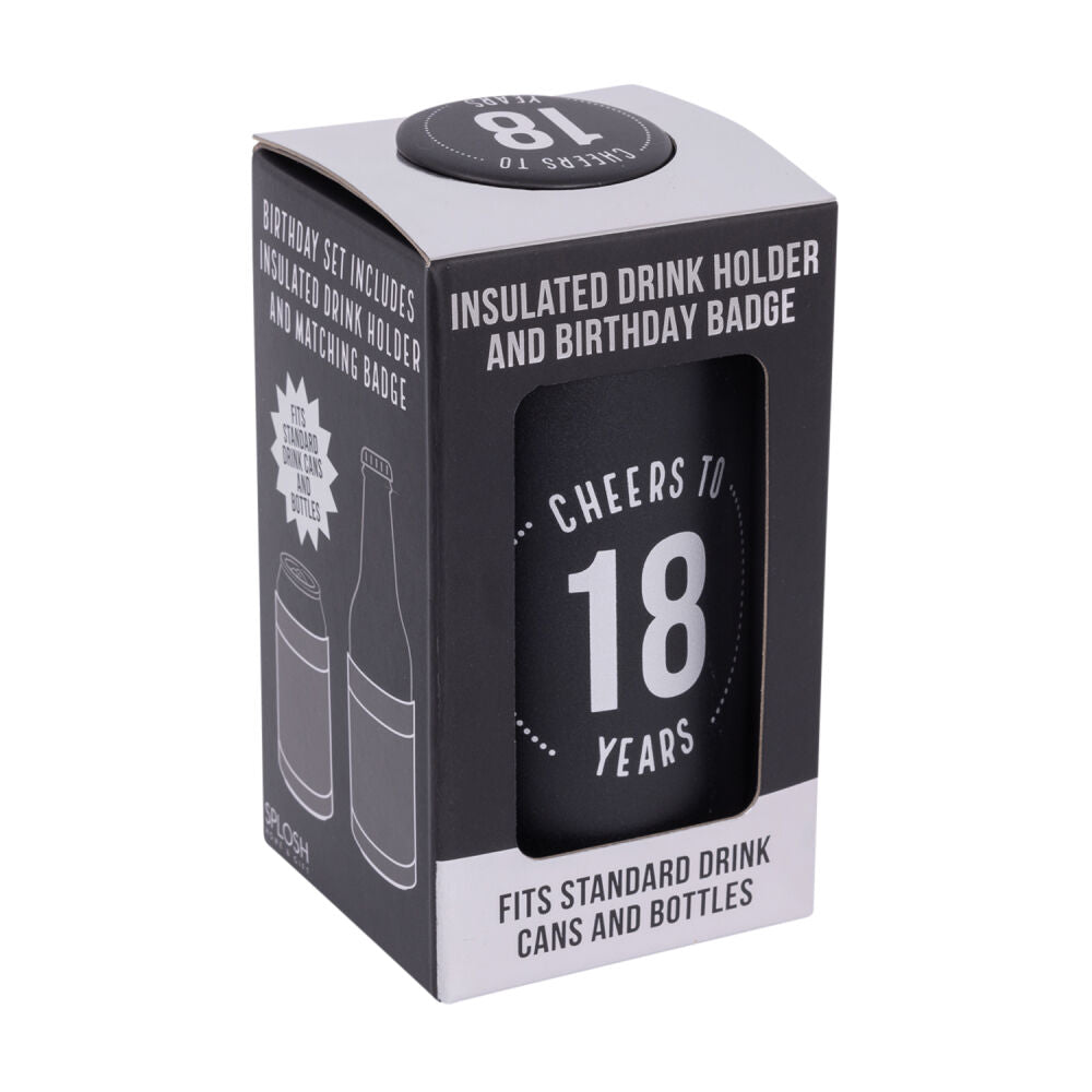 Splosh Celebration - 18th Insulated Drink Cooler & Badge Set
