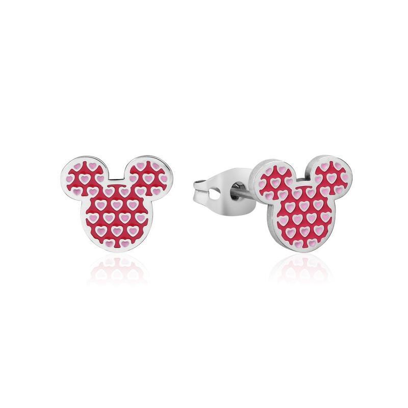 Couture Kingdom - Disney - Stainless Steel Mickey Mouse Heart Enamel Stud Earrings