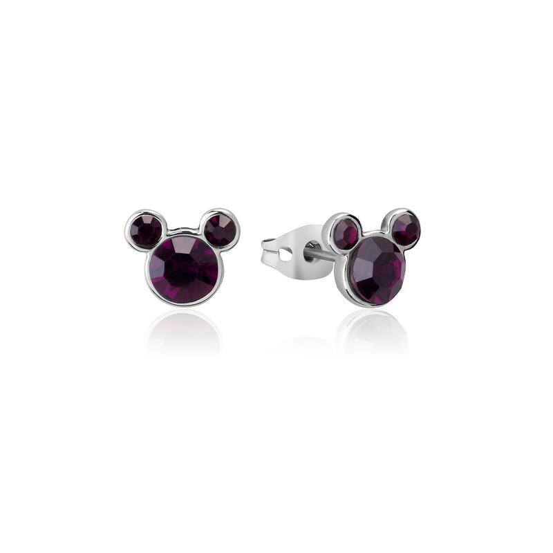Couture Kingdom - Disney - Stainless Steel Mickey February Birthstone Stud Earrings