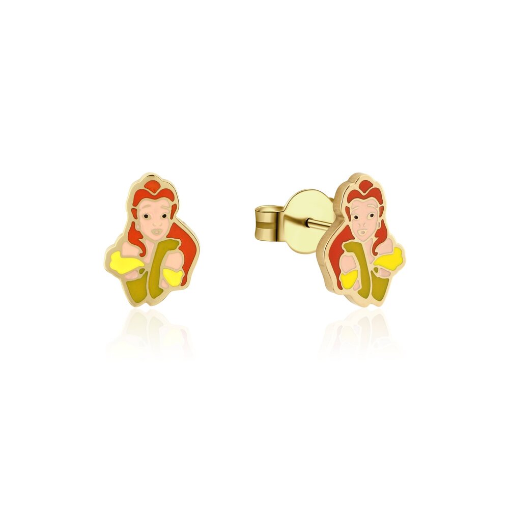 Couture Kingdom - Disney - Beauty and the Beast Princess Belle Stud Earrings Yellow Gold