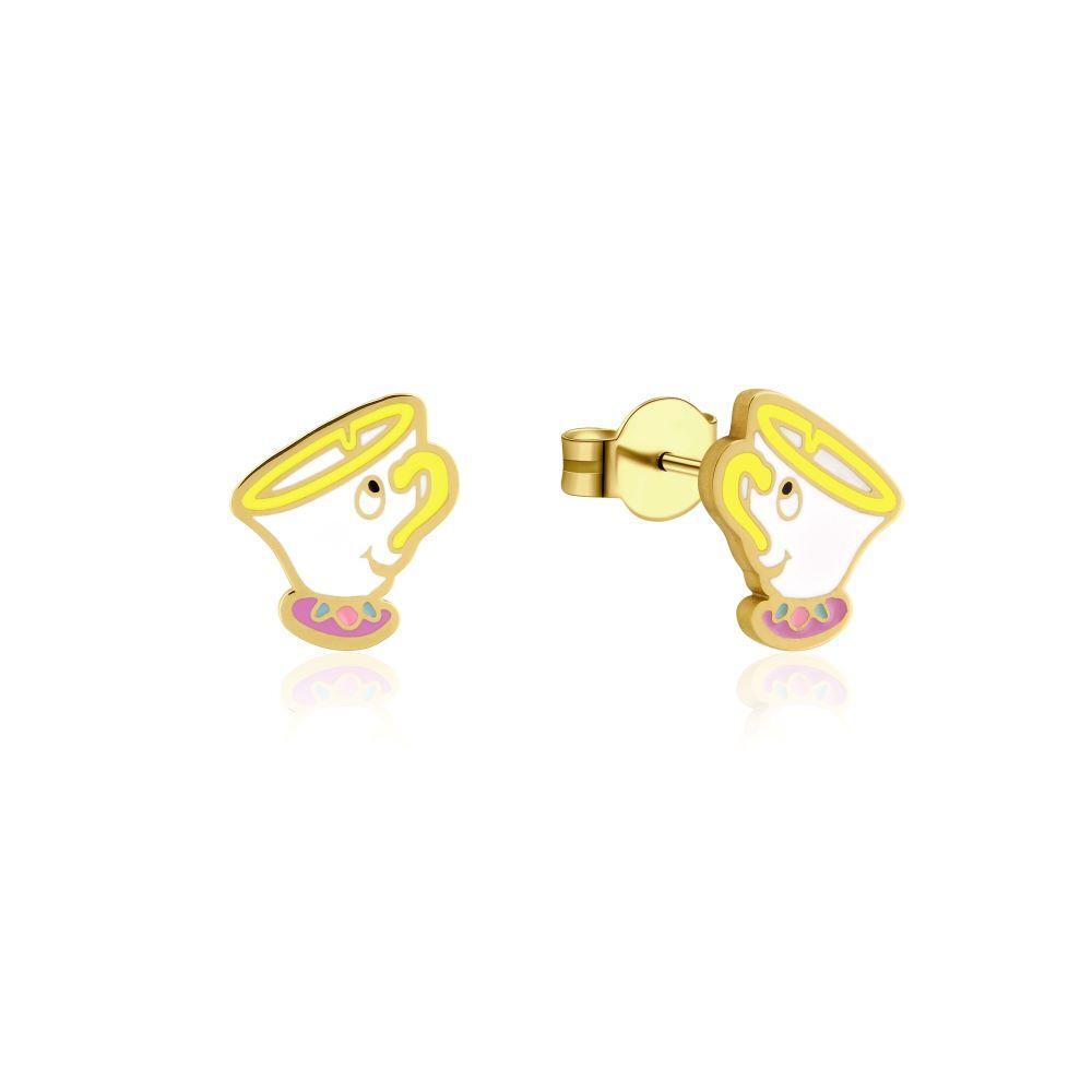Disney Couture Kingdom - Beauty and the Beast - Chip Stud Earrings Yellow Gold