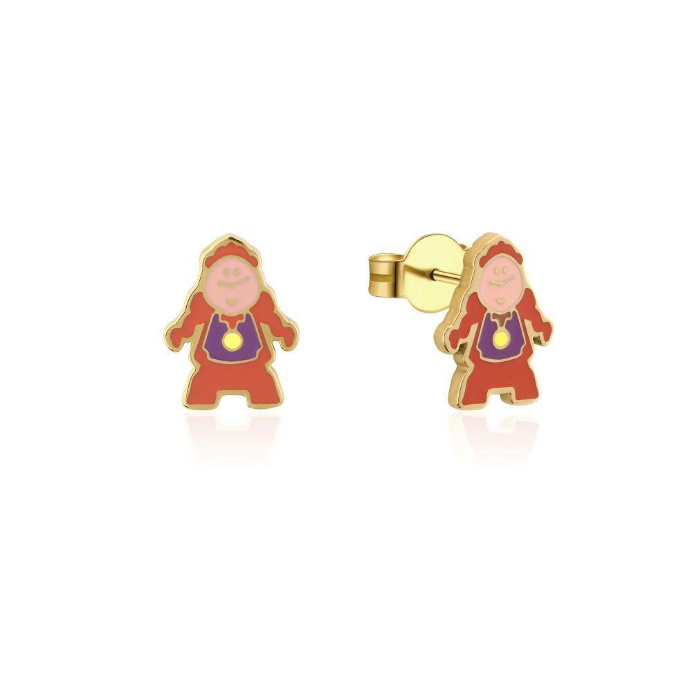 Couture Kingdom - Disney - Beauty and the Beast Cogsworth Stud Earrings Yellow Gold