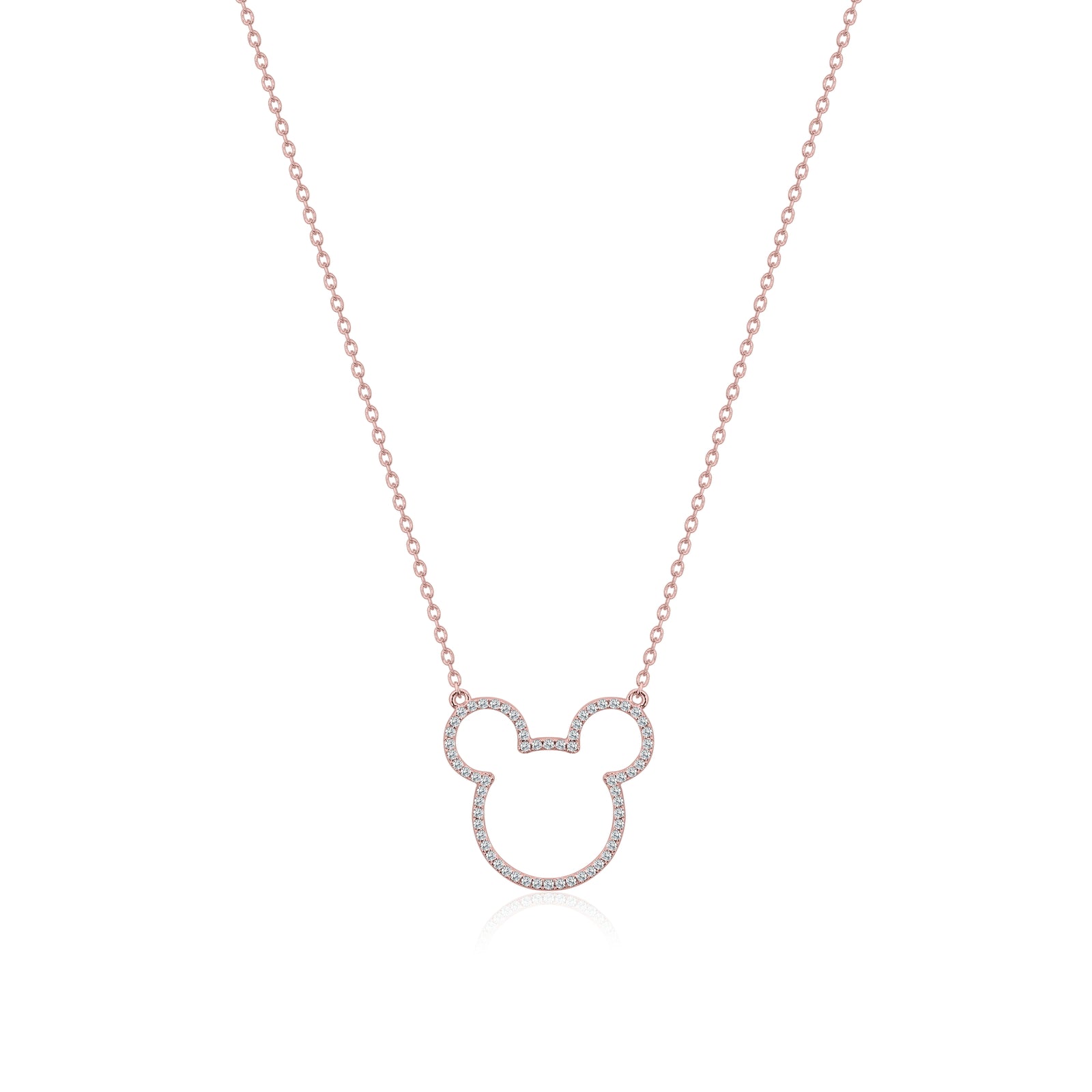 Disney Couture Kingdom Precious Metal - Mickey Mouse - Crystal Outline Necklace Rose Gold