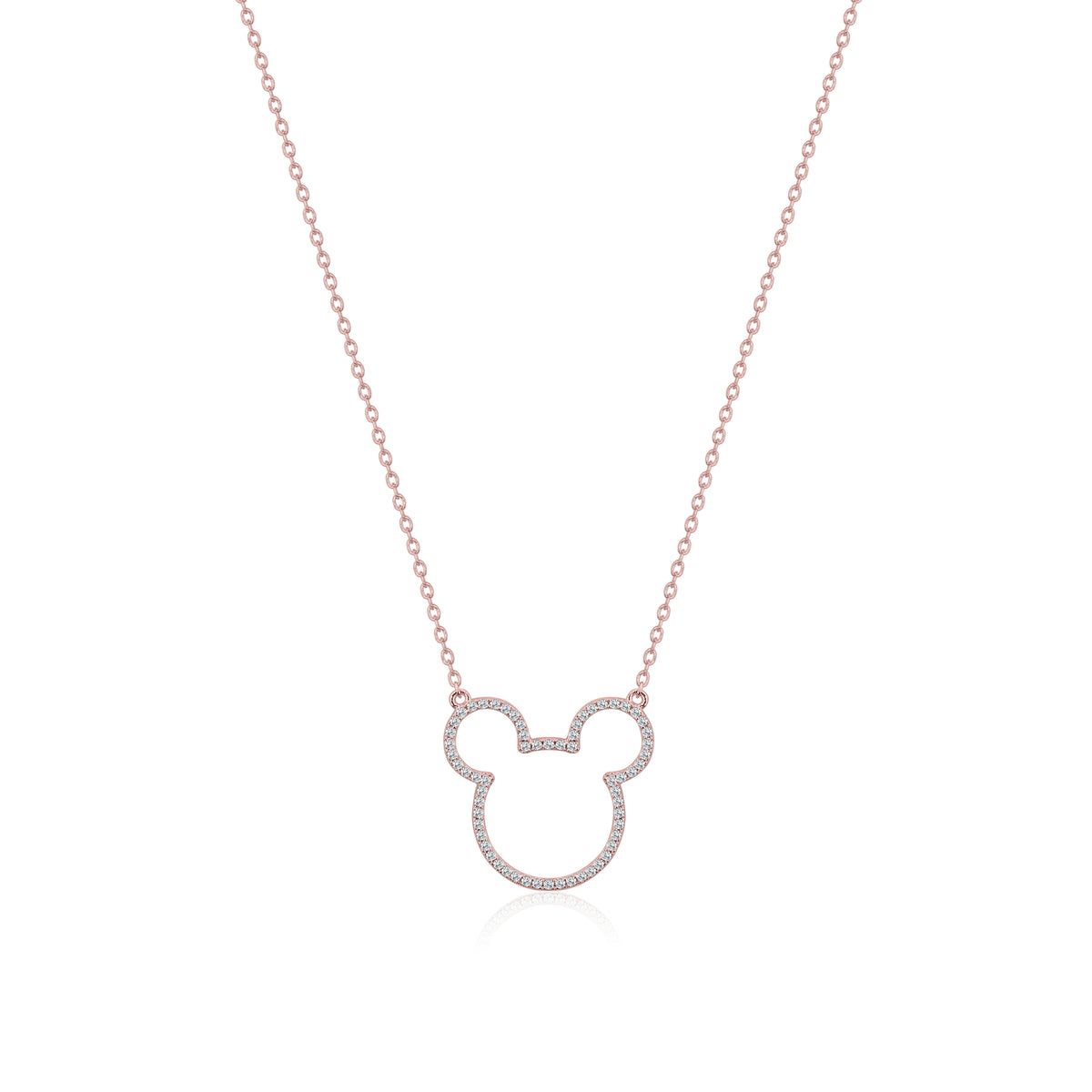 Disney Couture Kingdom Precious Metal - Mickey Mouse - Crystal Outline Necklace Rose Gold