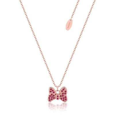 Disney Couture Kingdom Precious Metal - Minnie Mouse - Bow Red CZ Necklace Rose Gold