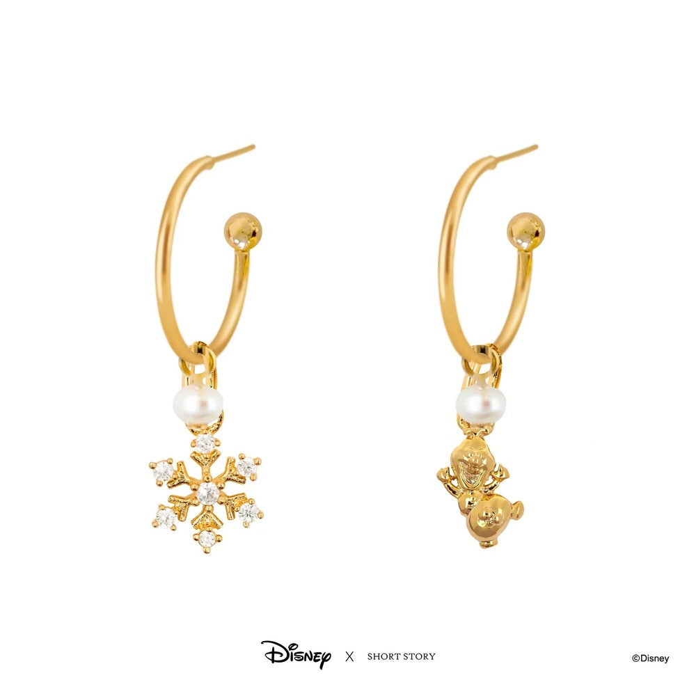 Disney x Short Story Hoop Earrings Frozen - Gold