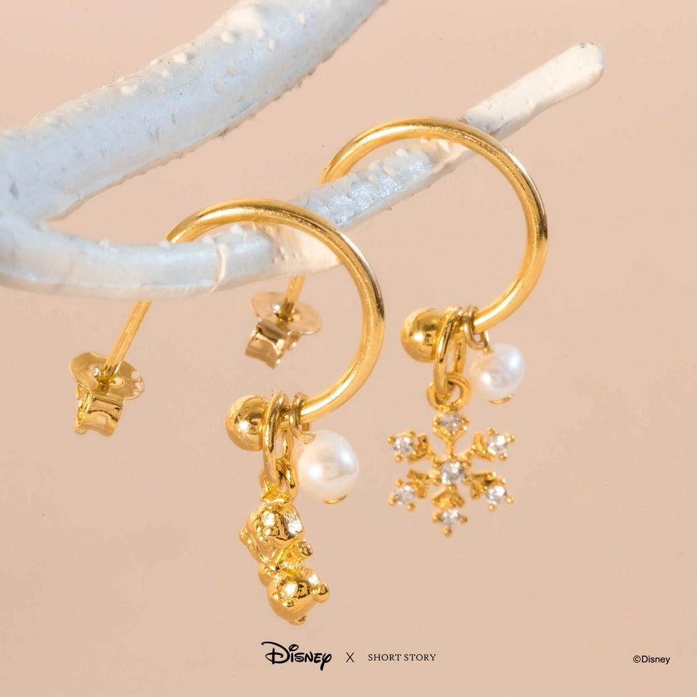 Disney x Short Story Hoop Earrings Frozen - Gold