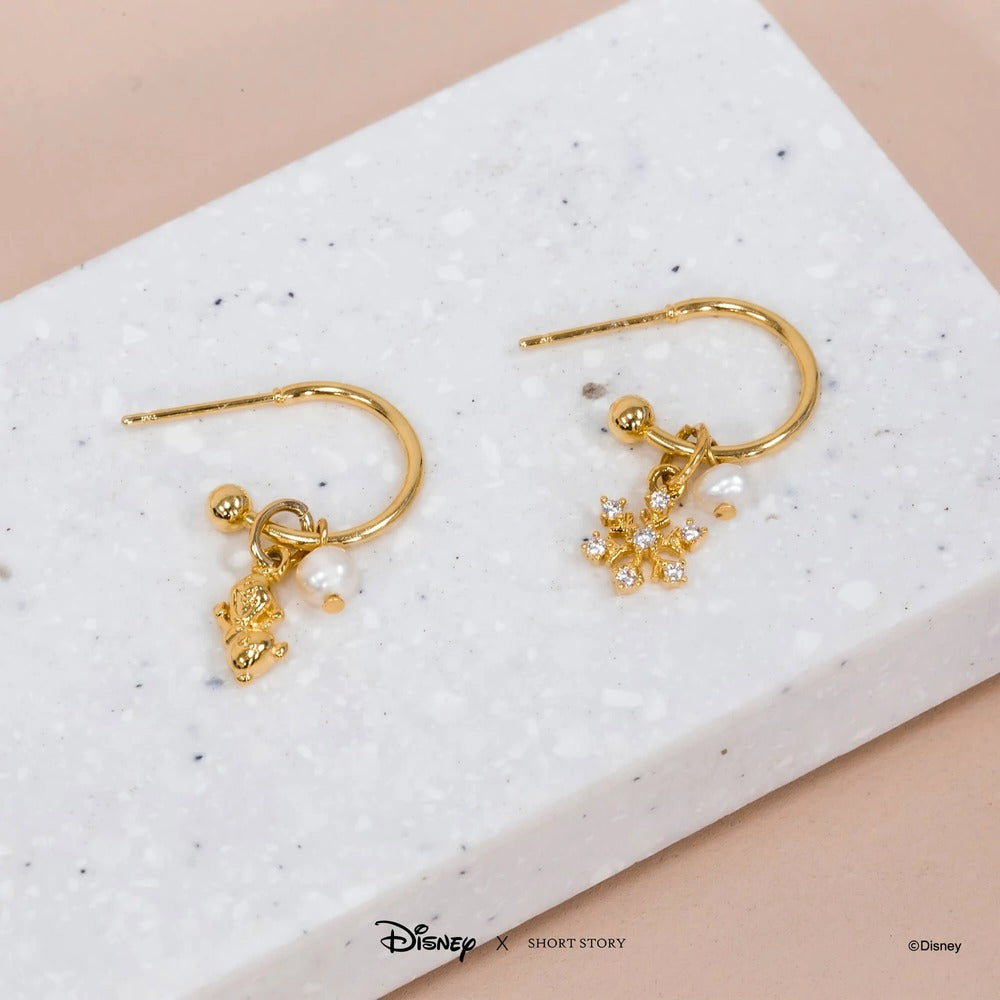 Disney x Short Story Hoop Earrings Frozen - Gold