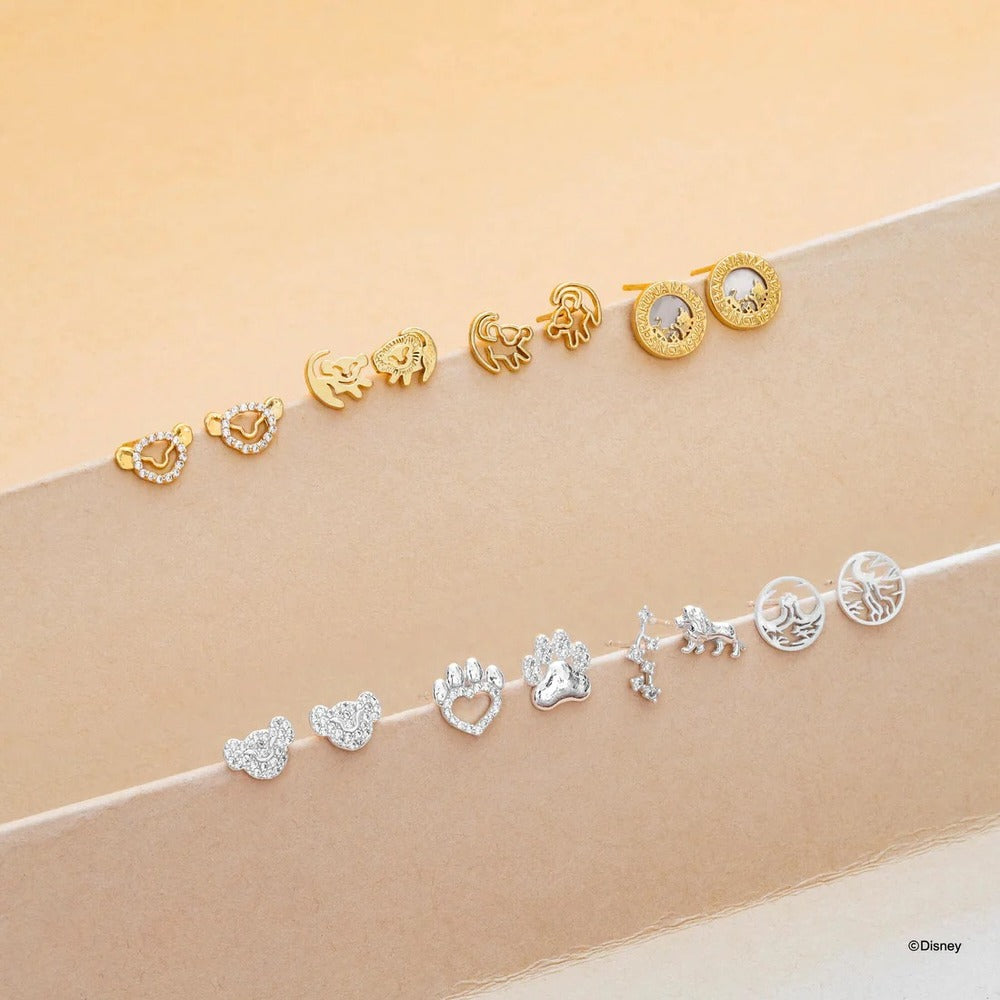Disney x Short Story Earrings The Lion King Simba Face Stencil - Gold