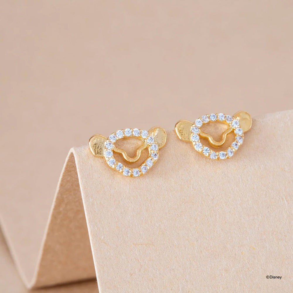 Disney x Short Story Earrings The Lion King Simba Face Stencil - Gold
