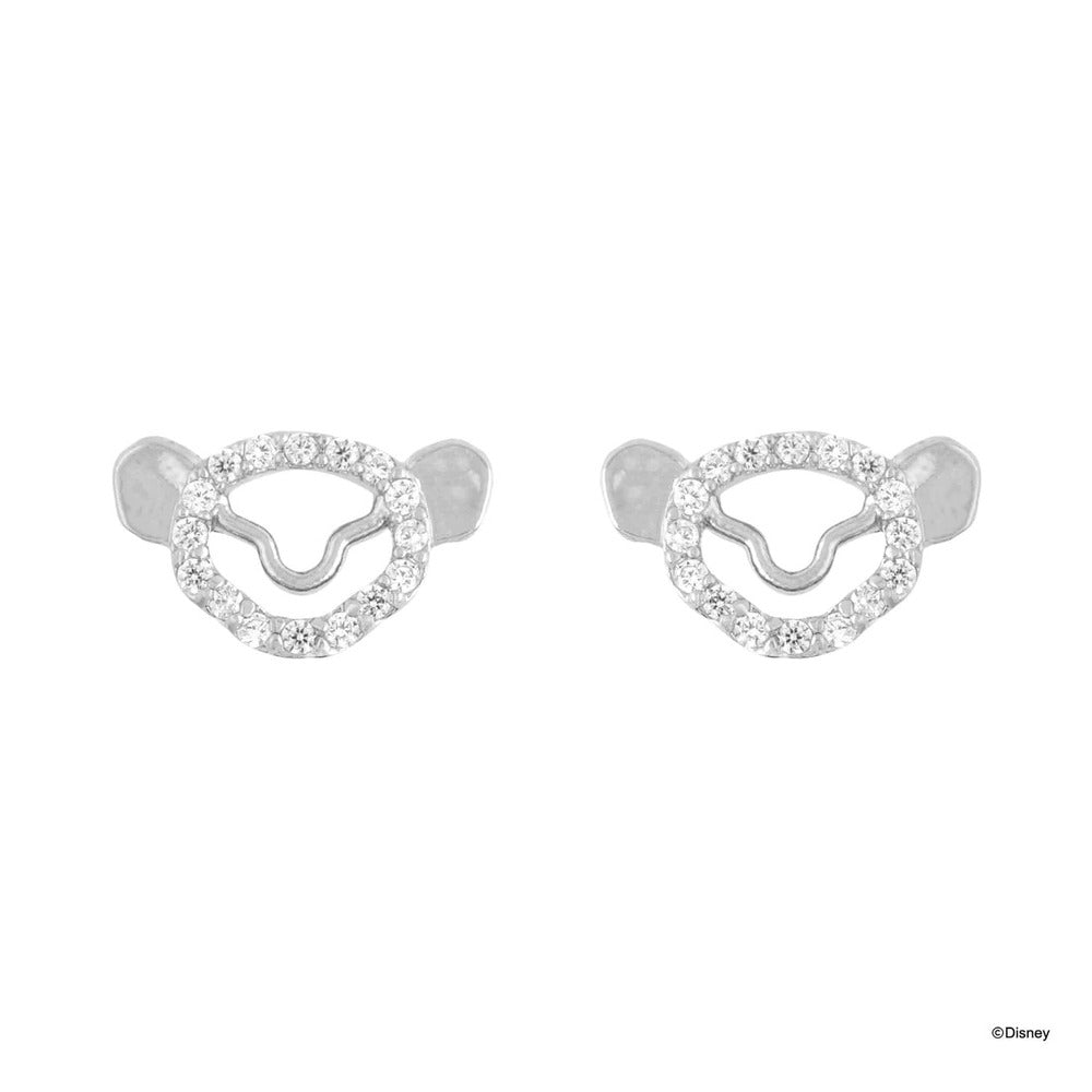 Disney x Short Story Earrings The Lion King Simba Face Stencil - Silver