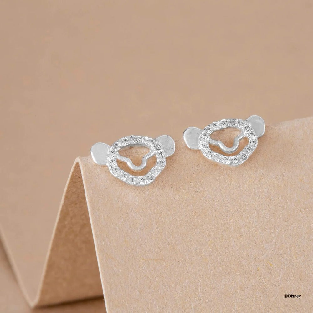 Disney x Short Story Earrings The Lion King Simba Face Stencil - Silver