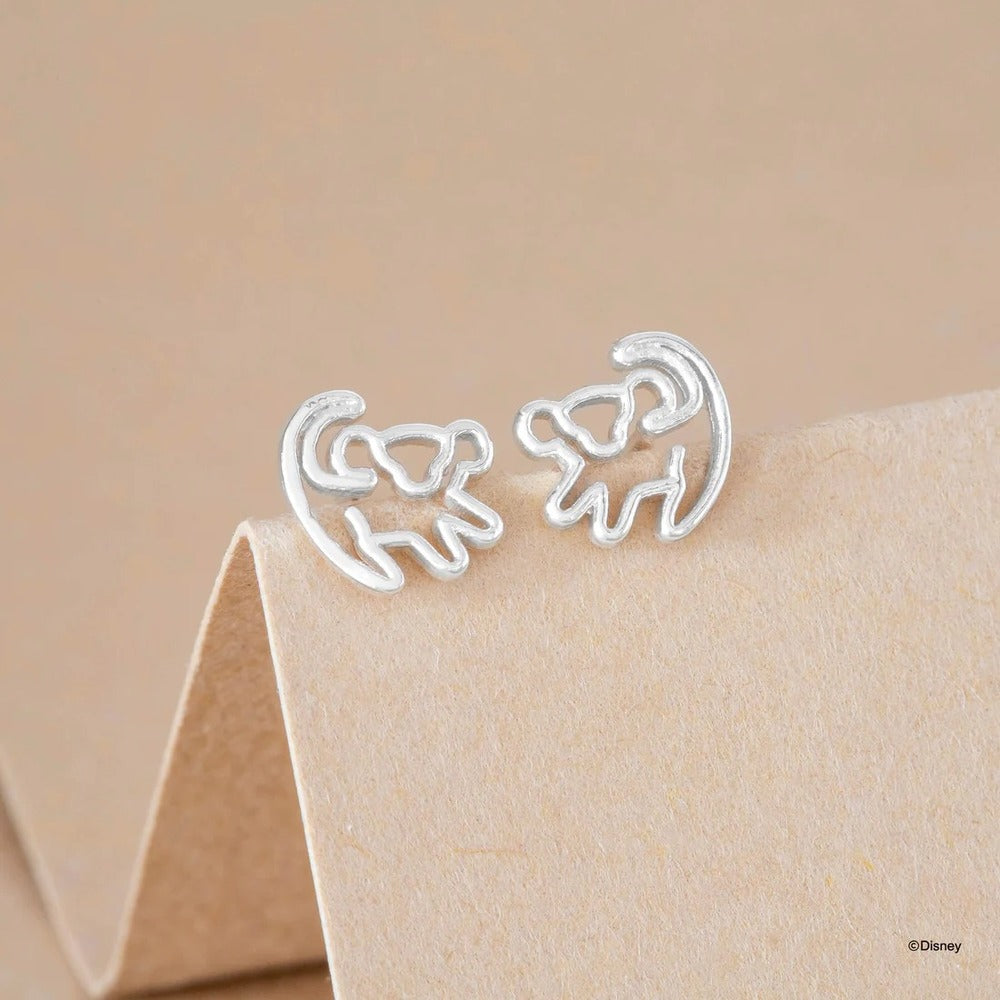 Disney x Short Story Earrings The Lion King Simba Stencil - Silver