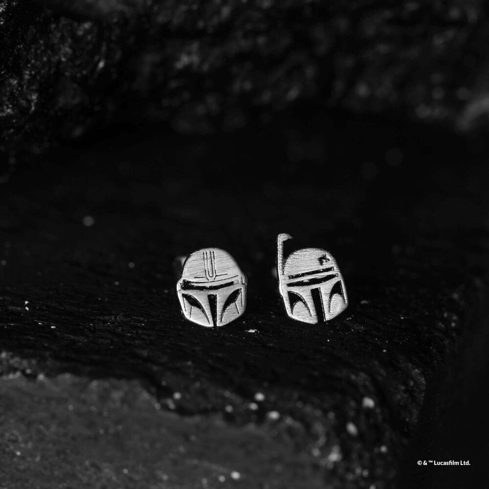 Star Wars x Short Story Earrings - Mandalorian & Boba Fett - Silver
