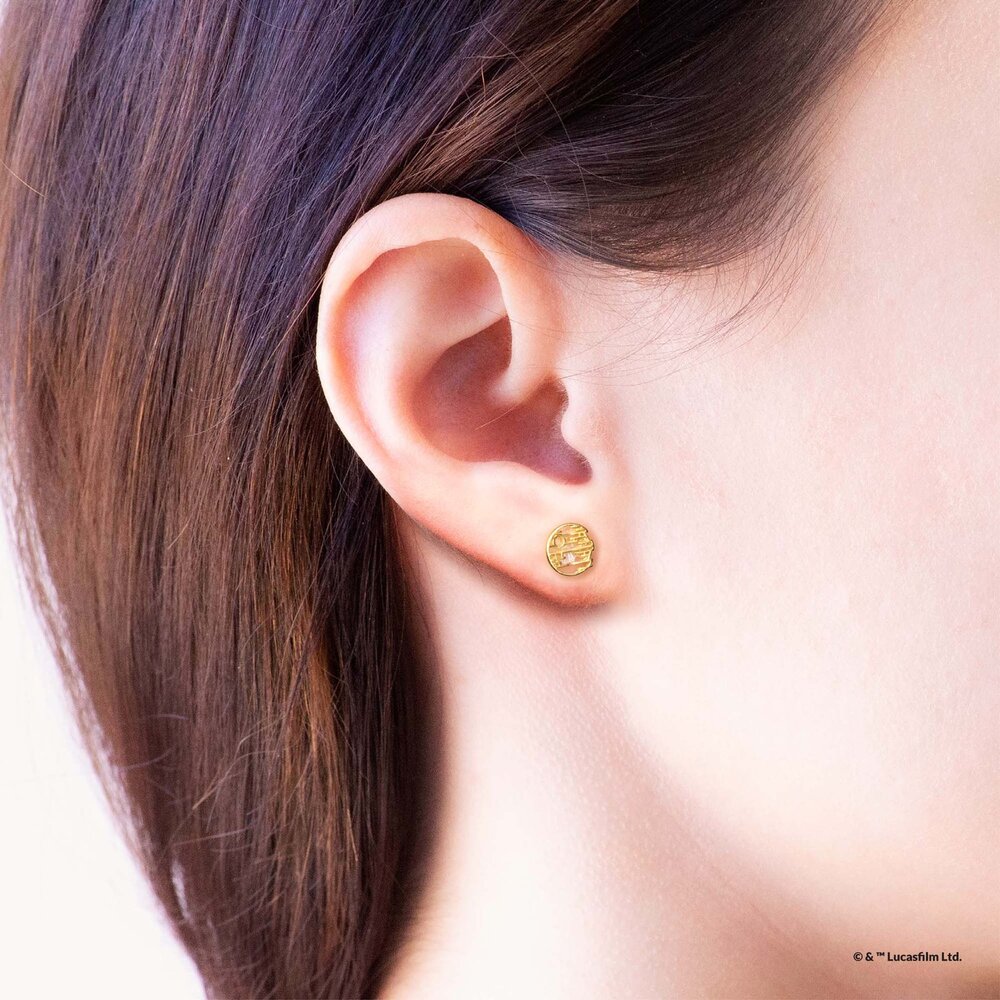 Star Wars x Short Story Earrings - Death Star - Gold