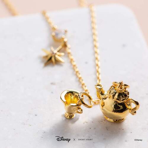 Disney x Short Story Necklace Chip And Mrs Potts - Gold