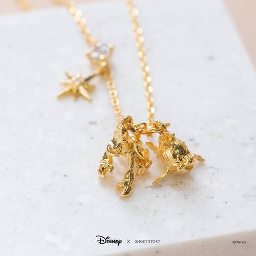 Disney x Short Story Necklace Flounder And Sebastian - Gold