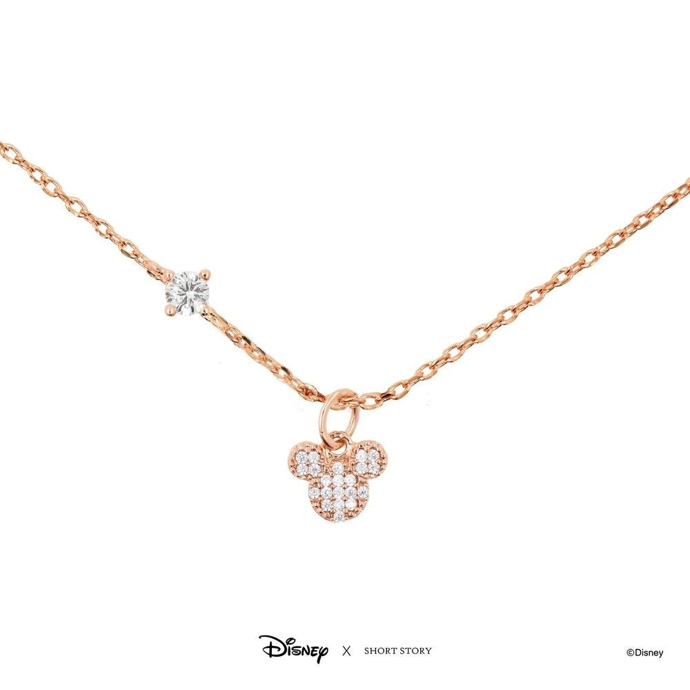 Disney x Short Story Necklace Mickey Ears - Diamante Rose Gold