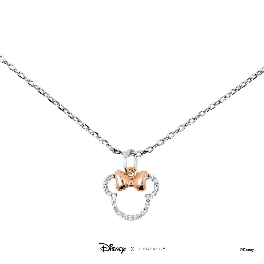 Disney X Short Story Necklace Minnie Ears Stencil - Diamante Silver