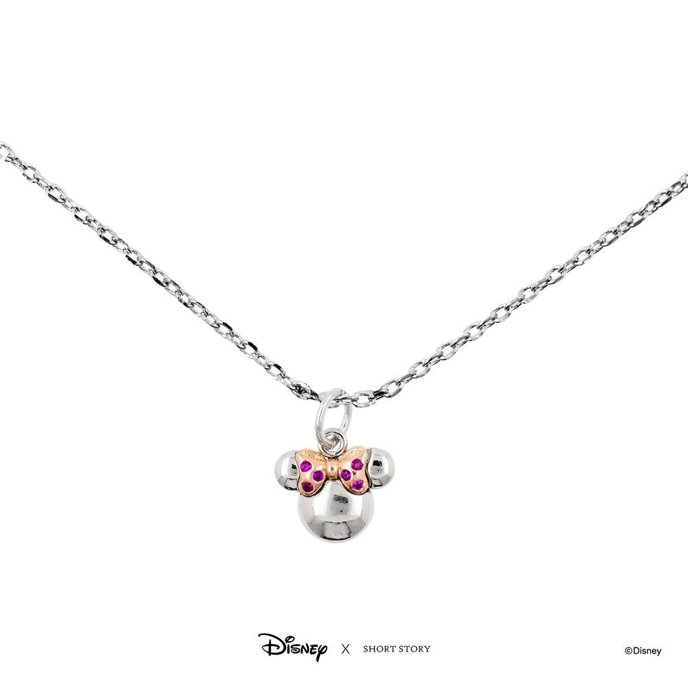 Disney X Short Story Necklace Minnie Ears - Diamante Silver