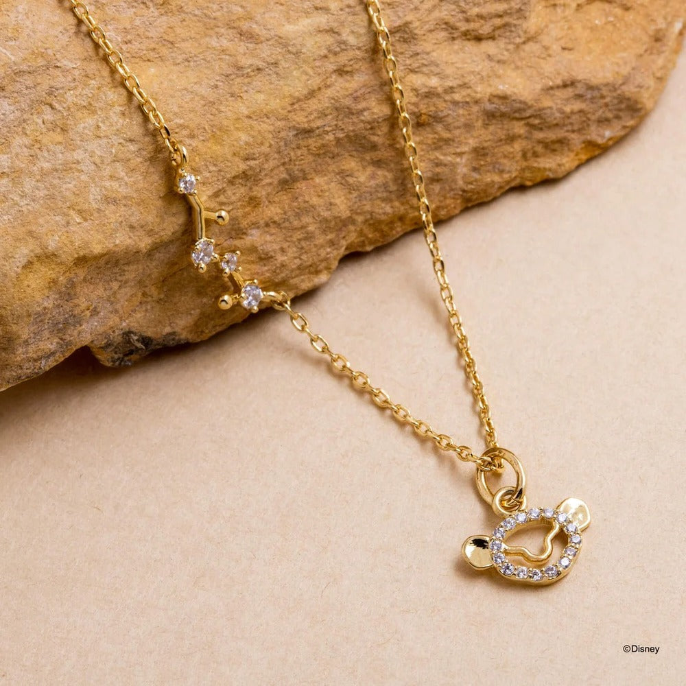 Disney x Short Story Necklace The Lion King Simba Face Stencil - Gold