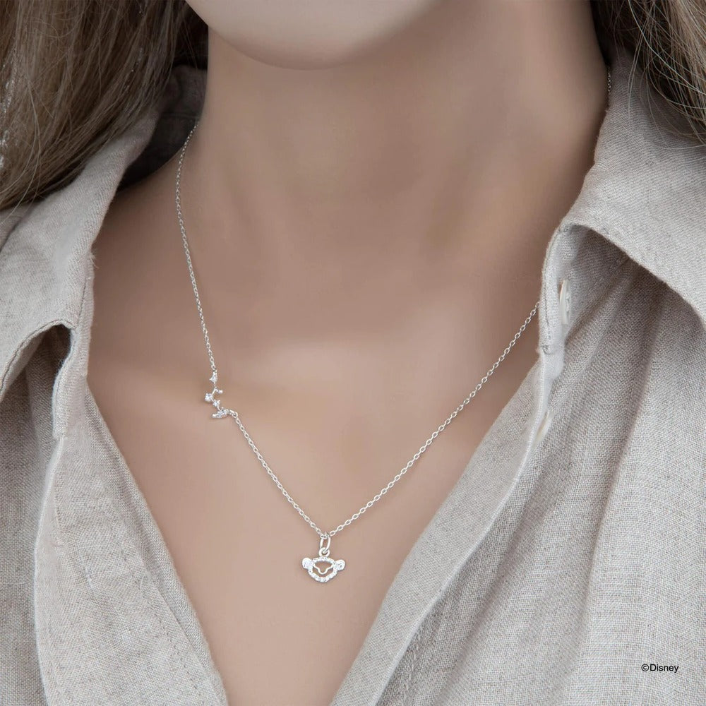 Disney x Short Story Necklace The Lion King Simba Face Stencil - Silver