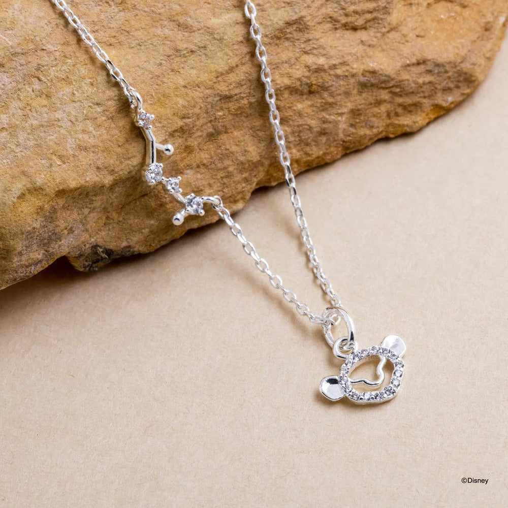 Disney x Short Story Necklace The Lion King Simba Face Stencil - Silver