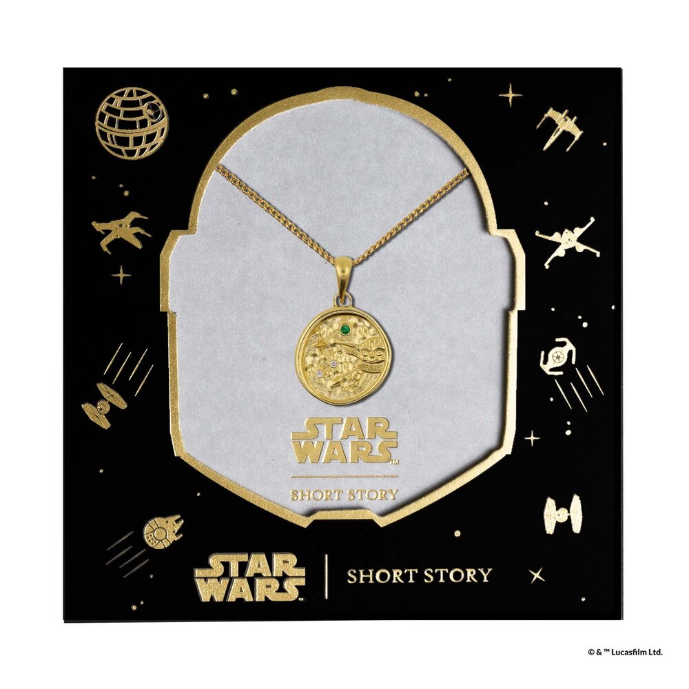 Star Wars x Short Story Necklace - Grogu Medallion - Gold