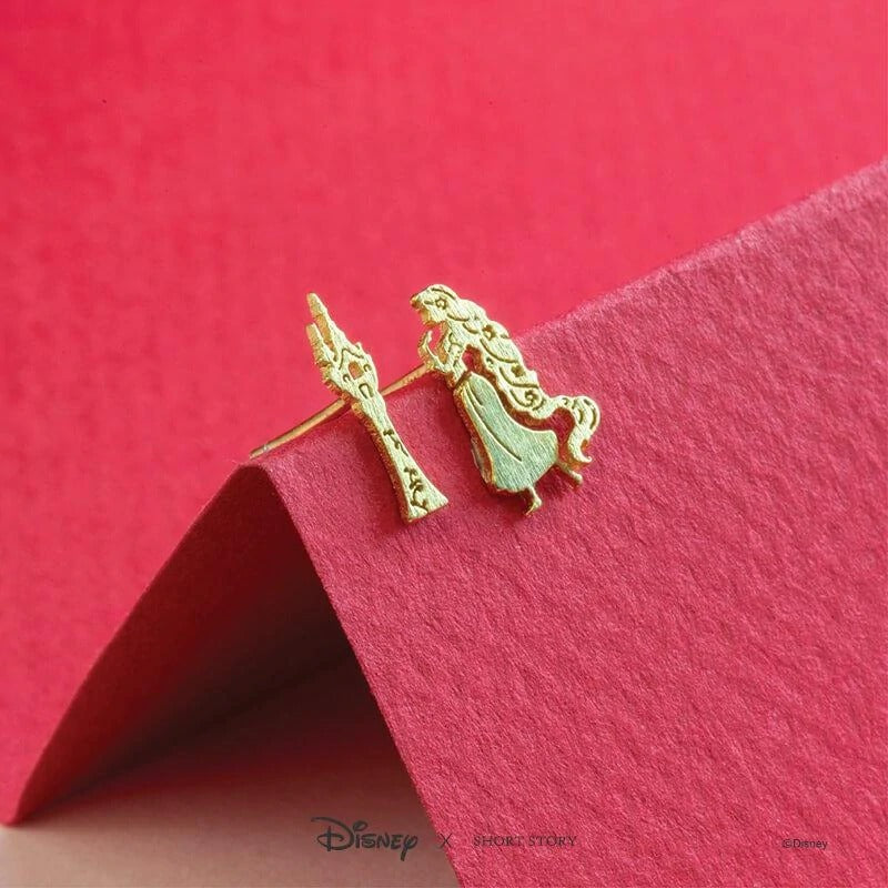 Disney x Short Story Earrings - Rapunzel and Tower - Gold