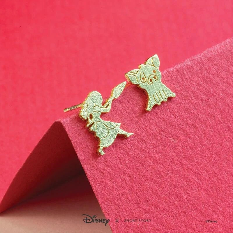 Disney x Short Story Earrings - Moana And Pua - Gold
