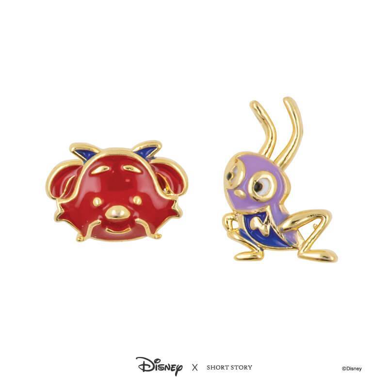 Disney x Short Story Earrings Mulan Mushu And Cri-kee - Epoxy