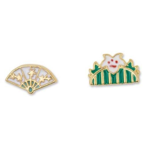 Disney x Short Story Earrings Mulan Fan & Brush - Epoxy