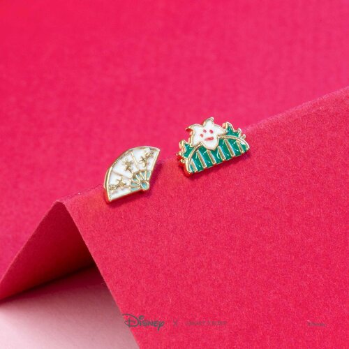 Disney x Short Story Earrings Mulan Fan & Brush - Epoxy