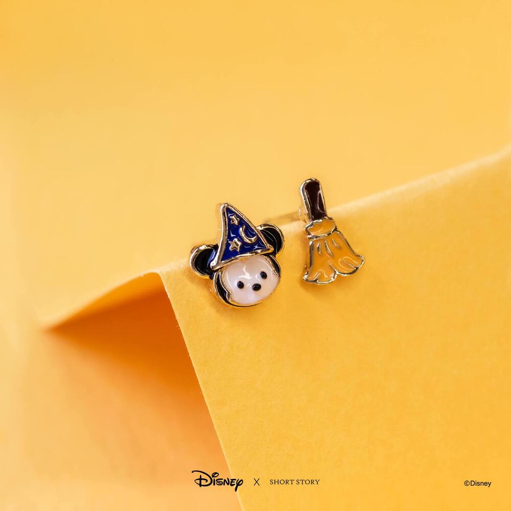 Disney X Short Story Earrings Mickey Fantasia Broom & Wizard Hat - Epoxy