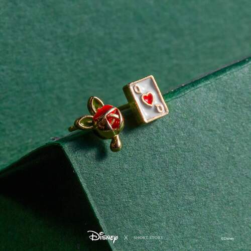 Disney x Short Story Earrings Rose And Card - Epoxy