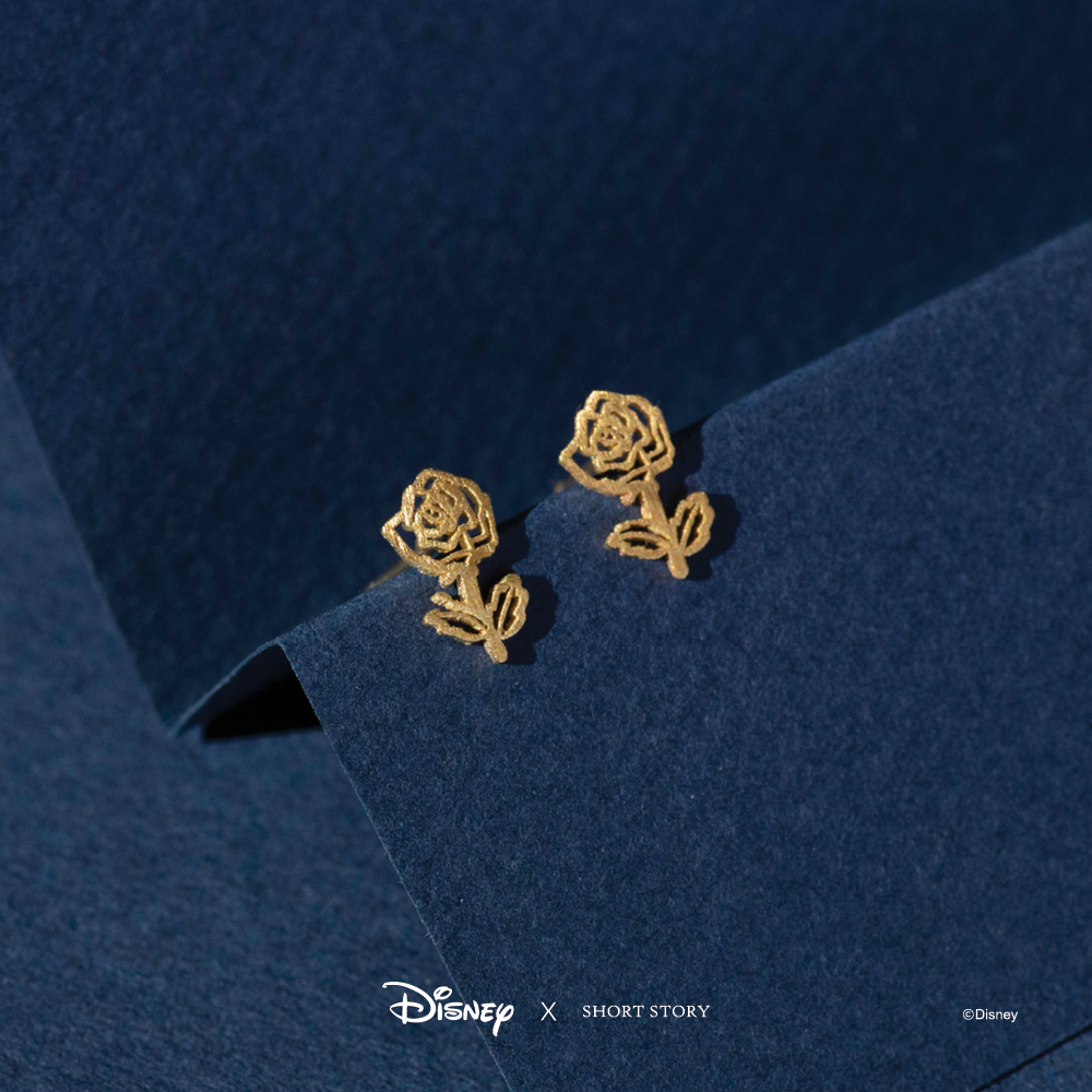Disney x Short Story Earrings Belle's Rose - Gold