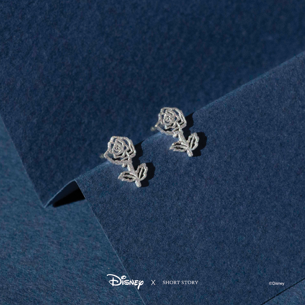 Disney x Short Story Earrings Belle's Rose - Silver