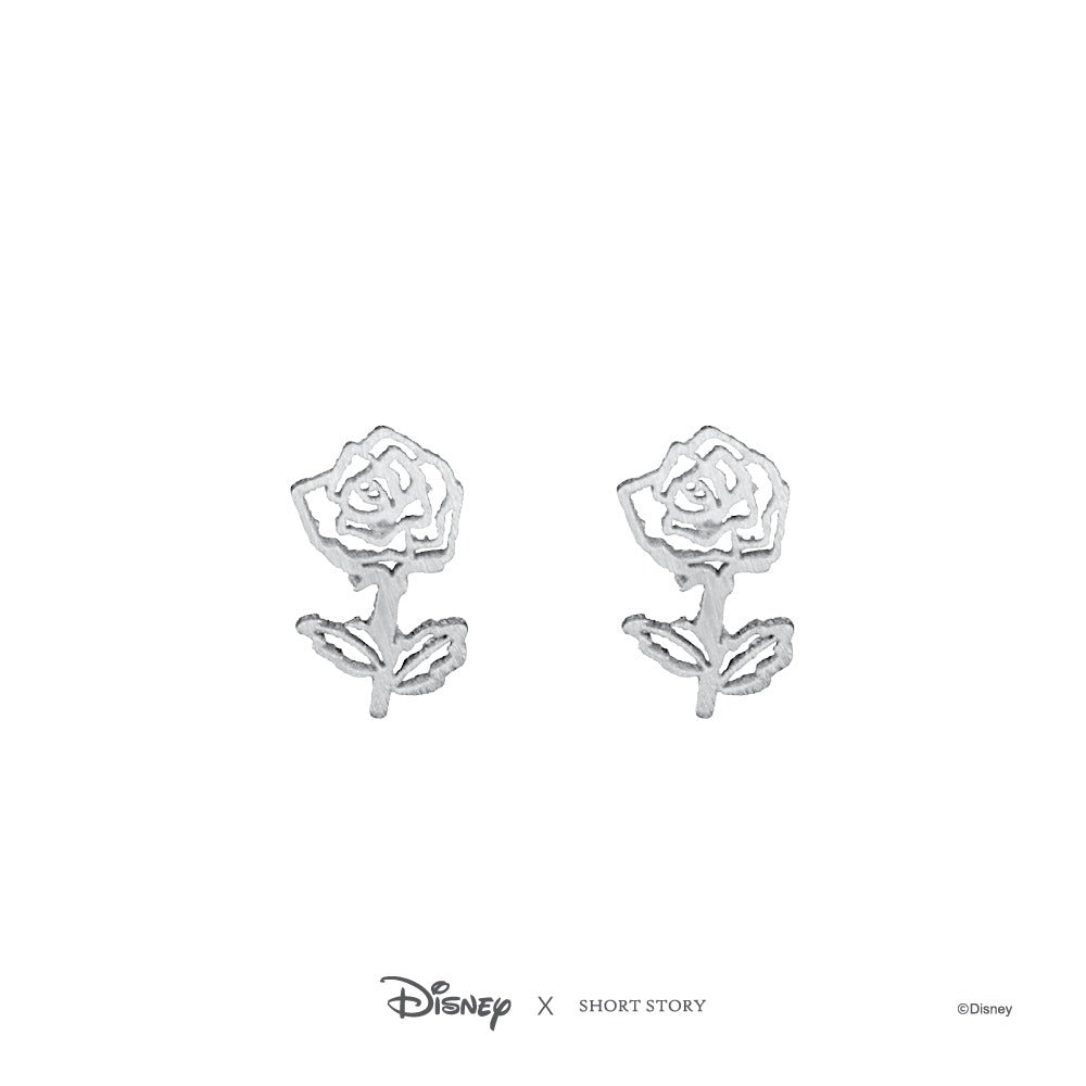 Disney x Short Story Earrings Belle's Rose - Silver