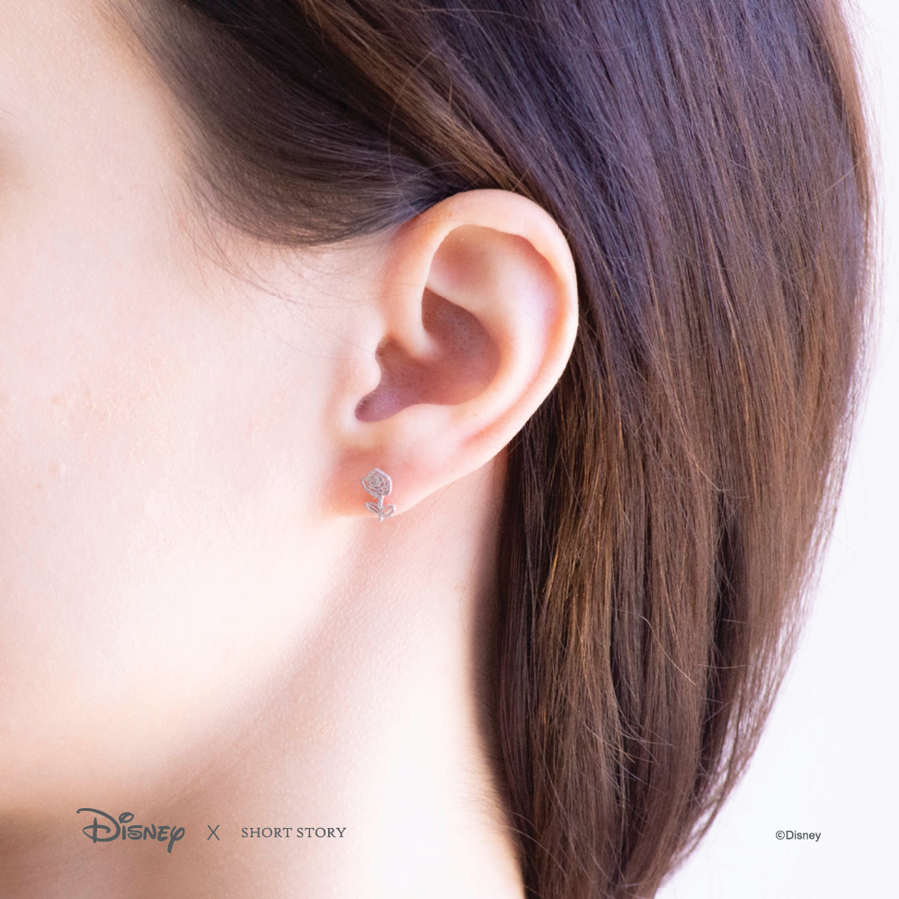 Disney x Short Story Earrings Belle's Rose - Silver