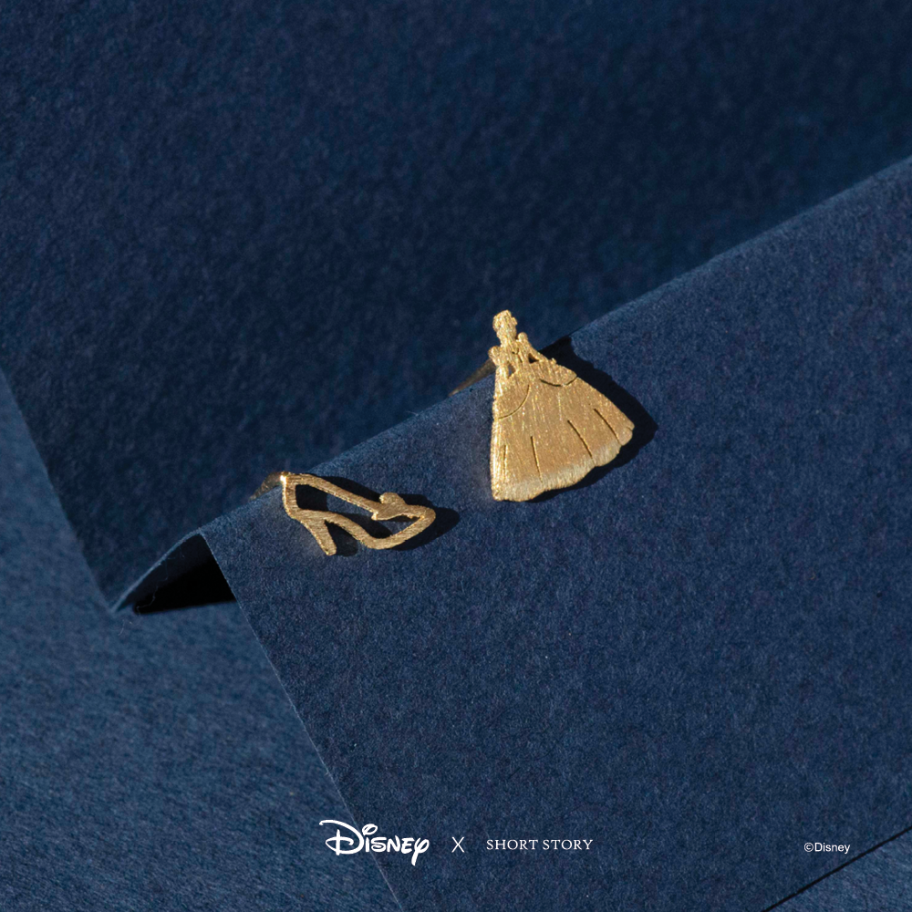 Disney x Short Story Earrings Cinderella Dress And Shoe - Gold
