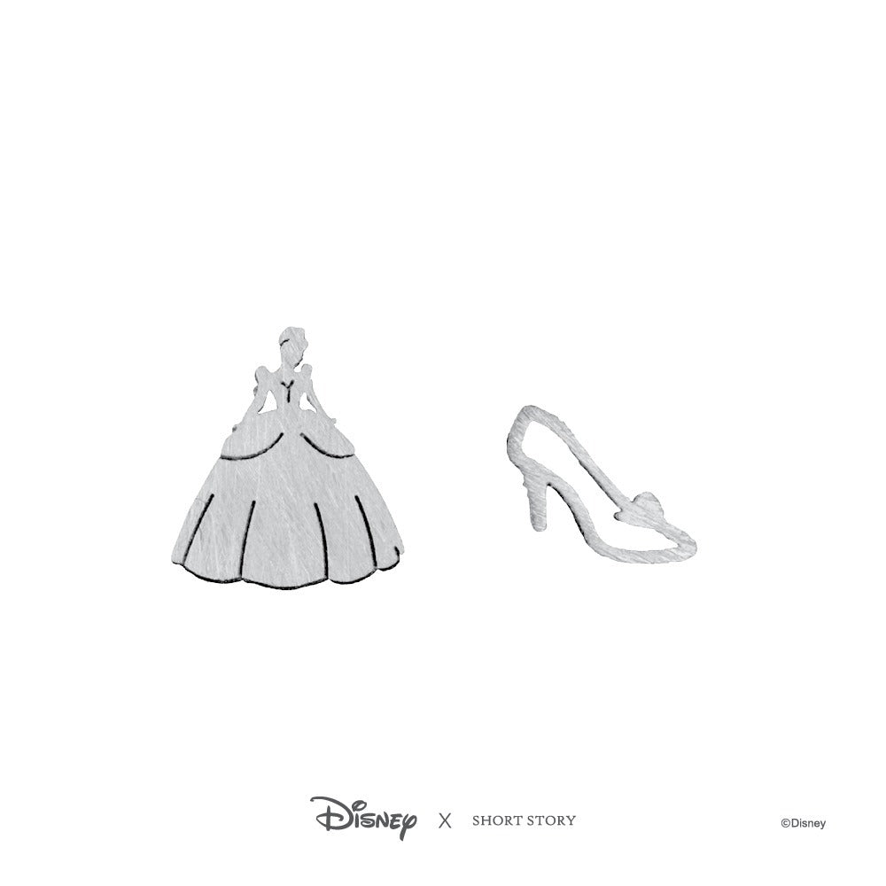 Disney x Short Story Earrings Cinderella Dress And Shoe - Silver