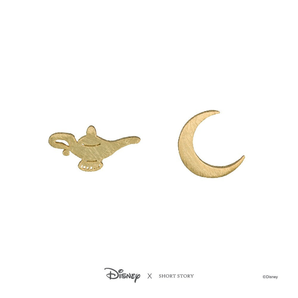 Disney x Short Story Earrings Genie's Lamp and Moon - Gold