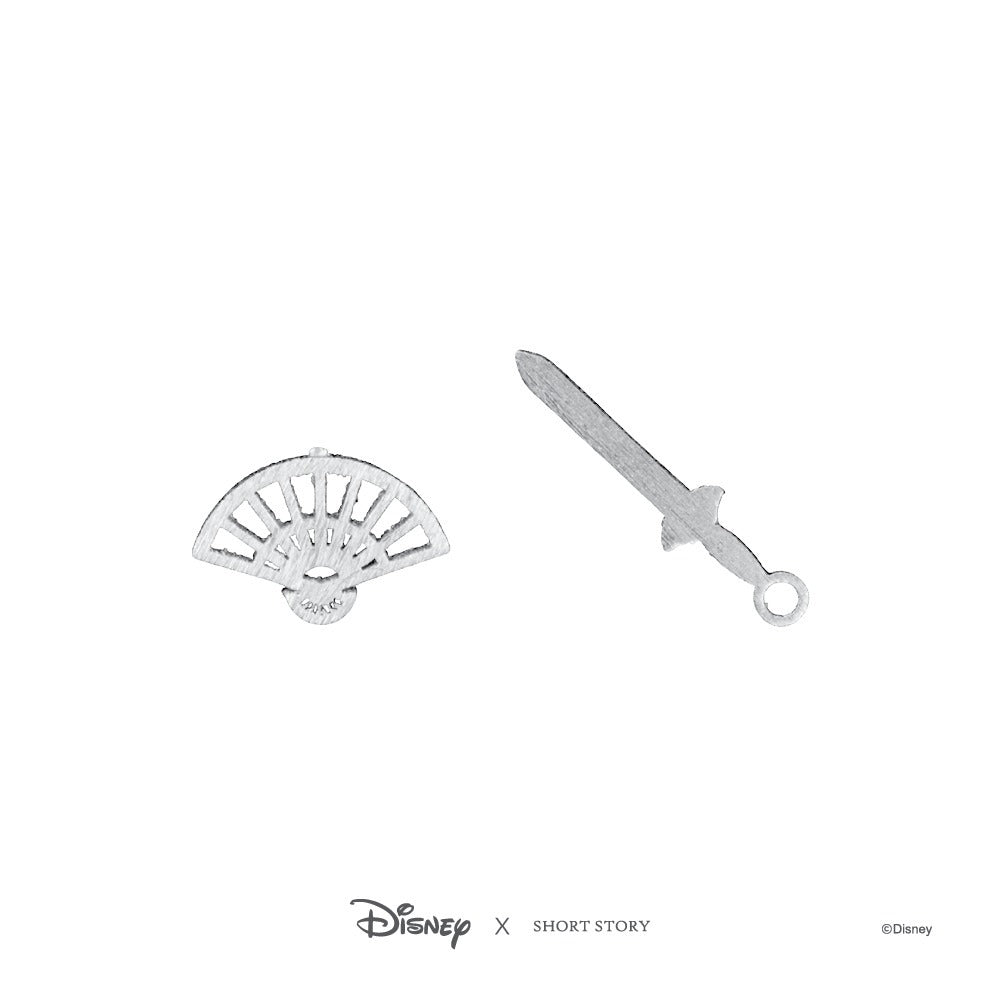 Disney x Short Story Earrings Mulan Fan And Sword - Silver