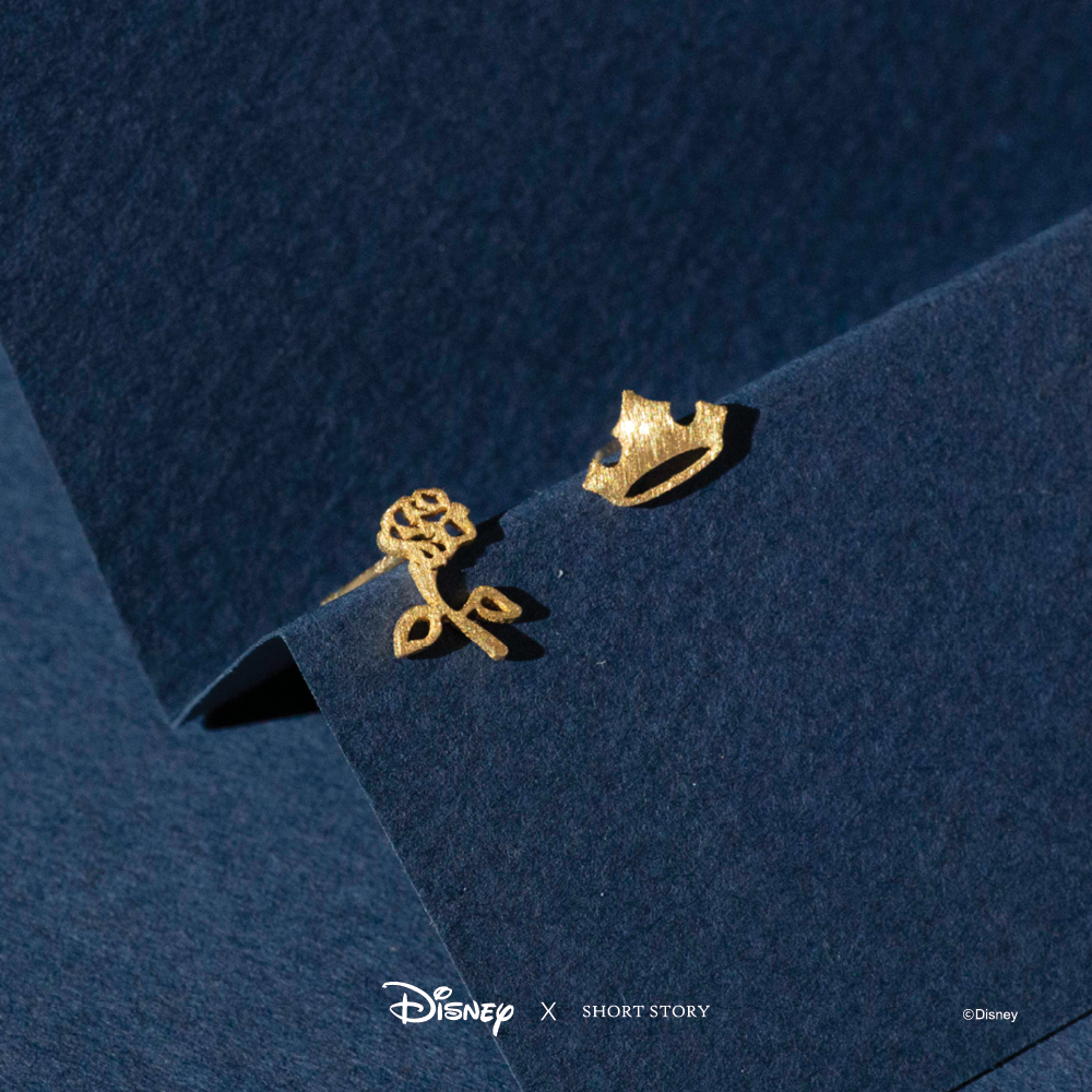 Disney x Short Story Earrings Aurora's Flower And Crown - Gold